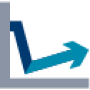 Illustrated icon of a line graph showing a steep drop and a slight increase in various shades of blue and grey
