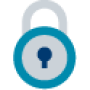 Illustrated icon of a lock in various shades of blue and grey
